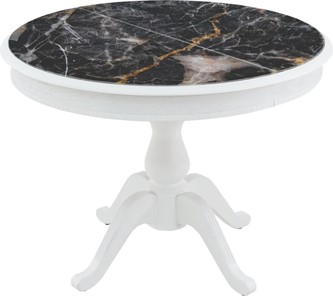 Кухонный раскладной стол Фабрицио-1 Glass, Круг 1000, фотопечать (Мрамор 10) в Тюмени - предосмотр