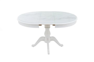 Кухонный стол раскладной Фабрицио-1 Glass, Круг 1000, фотопечать (Мрамор 4) в Тюмени - предосмотр 3