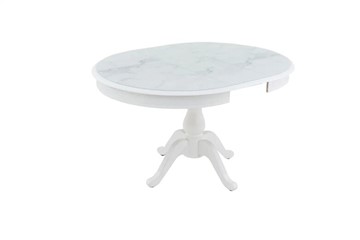 Кухонный стол раздвижной Фабрицио-1 Glass, Круг 1000, фотопечать (Мрамор 6, Слоновая кость) в Тюмени - предосмотр 2