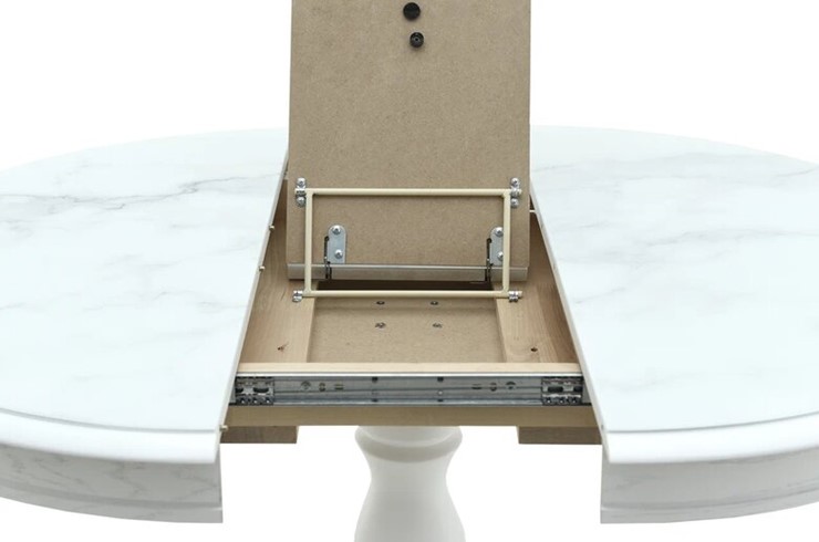 Кухонный стол раздвижной Фабрицио-1 Glass, Круг 1000, фотопечать (Мрамор 6, Слоновая кость) в Тюмени - изображение 8