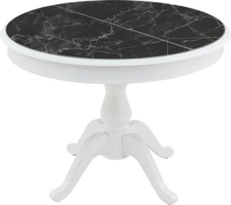 Кухонный раздвижной стол Фабрицио-1 Glass, Круг 1000, фотопечать (Мрамор 9) в Тюмени - предосмотр