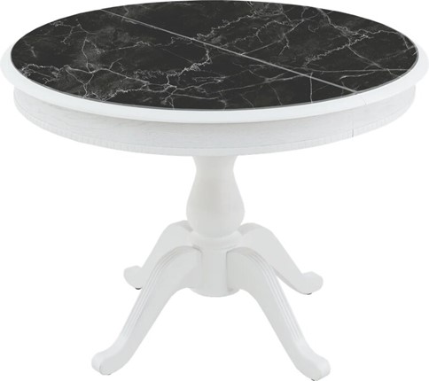 Кухонный раздвижной стол Фабрицио-1 Glass, Круг 1000, фотопечать (Мрамор 9) в Заводоуковске - изображение