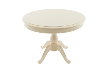 Овальный стол на кухню Фабрицио-1 Glass, Круг 1000, (Тон 10 - Слоновая кость + Молочное) в Тюмени