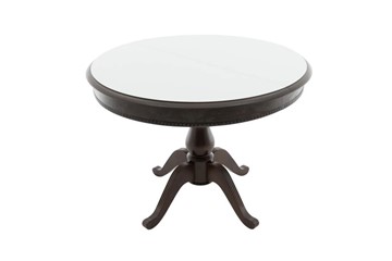 Обеденный овальный стол Фабрицио-1 Glass, Круг 1000, (Тон 7 - Орех Тёмный + Белое) в Тюмени