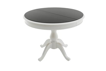 Обеденный раздвижной стол Фабрицио-1 Glass, Круг 1000, (Тон 9 - Эмаль белая + Чёрное) в Тюмени - предосмотр