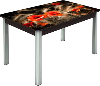 Кухонный стол раскладной Гамбург исп. Мини, ноги метал. крашеные №23, Фотопечать (Цветы №38) в Тюмени