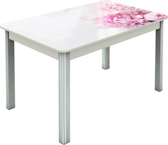 Обеденный раздвижной стол Гамбург исп. Мини, ноги метал. крашеные №23, Фотопечать (Цветы №49) в Тюмени