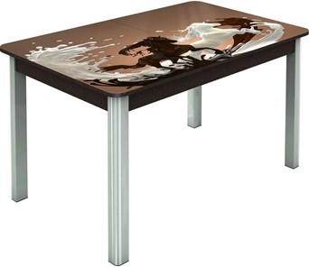 Обеденный раздвижной стол Гамбург исп.1 ноги метал. крашеные №23, Фотопечать (Кофе №18) в Ишиме