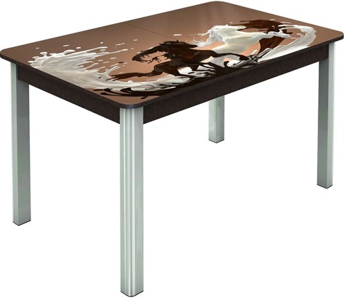 Обеденный раздвижной стол Гамбург исп.1 ноги метал. крашеные №23, Фотопечать (Кофе №18) в Тюмени - изображение