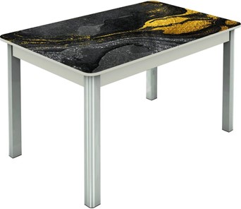 Обеденный раздвижной стол Гамбург исп.1 ноги метал. крашеные №23, Фотопечать (Мрамор №24) в Тюмени