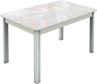 Обеденный раздвижной стол Гамбург исп.1 ноги метал. крашеные №23, Фотопечать (Мрамор №7) в Тюмени