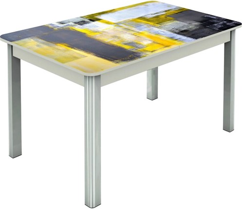 Кухонный стол раскладной Гамбург исп.1 ноги метал. крашеные №23, Фотопечать (Текстура №51) в Тюмени - изображение
