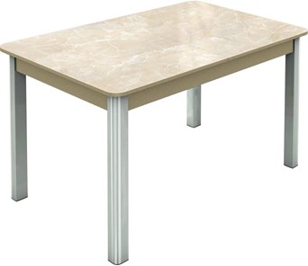 Кухонный стол раздвижной Гамбург исп.2 ноги метал. крашеные №23, Фотопечать (Мрамор №6) в Тюмени