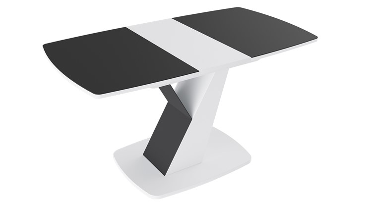 Кухонный стол раскладной Гарда тип 1, цвет Белый/Стекло матовое черный графит в Тюмени - изображение 1