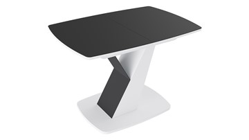 Кухонный стол раскладной Гарда тип 1, цвет Белый/Стекло матовое черный графит в Тюмени