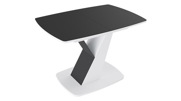 Кухонный стол раскладной Гарда тип 1, цвет Белый/Стекло матовое черный графит в Заводоуковске - изображение
