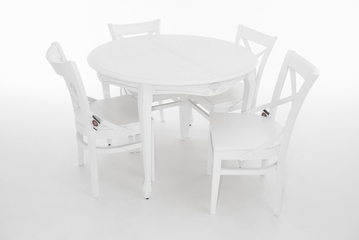 Кухонный стол раскладной Кабриоль исп. Круг 1050, тон 10 Покраска + патина с прорисовкой (на столешнице) в Заводоуковске - изображение 6