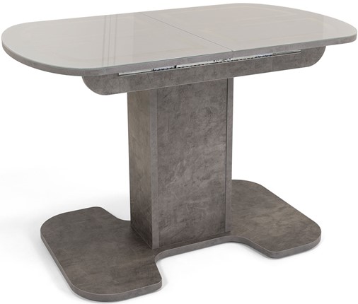 Обеденный раздвижной стол Киото-1 (ноги серый камень, серебро/серый камень) в Тюмени - изображение