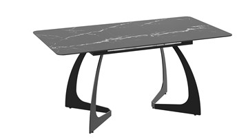 Кухонный раскладной стол Конкорд Тип 2 (Черный муар/Стекло матовое черный мрамор) в Тюмени - предосмотр 3