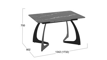 Кухонный раскладной стол Конкорд Тип 2 (Черный муар/Стекло матовое черный мрамор) в Тюмени - предосмотр 7