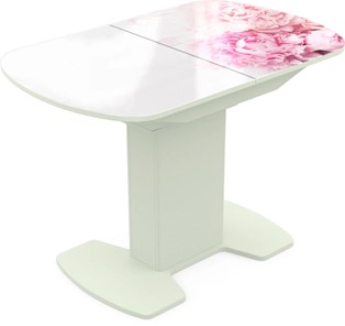 Кухонный стол раздвижной Корсика исп. 1 Фотопечать (Цветы №49) 1100(1415)*700 в Тюмени
