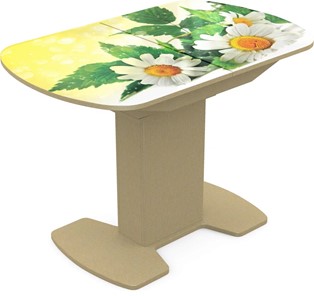 Кухонный стол раздвижной Корсика исп. 2 Фотопечать (Цветы №3) 1200(1515)*800 в Тюмени