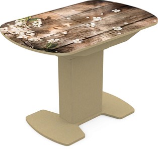 Кухонный раскладной стол Корсика исп. 2 Фотопечать (Дерево №7) 1200(1515)*800 в Тюмени