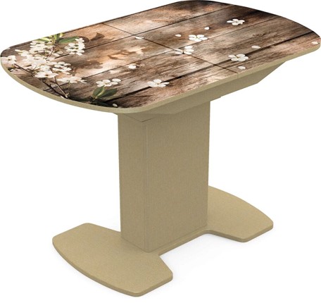Кухонный раскладной стол Корсика исп. 2 Фотопечать (Дерево №7) 1200(1515)*800 в Заводоуковске - изображение