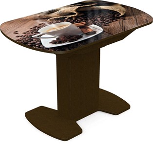 Кухонный раздвижной стол Корсика исп. 2 Фотопечать (Кофе №22) 1200(1515)*800 в Тюмени