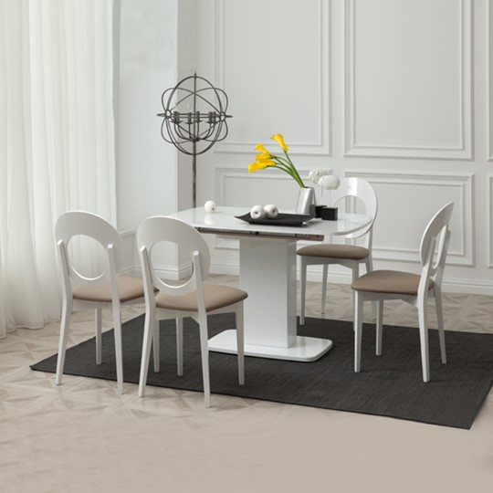 Кухонный раскладной стол Leset Денвер 1Р (Белый лак/стекло глянцевое белое) в Тюмени - изображение 9