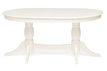 Овальный стол на кухню LORENZO (Лоренцо) 160+46x107x76, pure white (402) в Тюмени