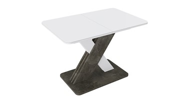 Кухонный раздвижной стол Люксембург тип 1 (Белый/Ателье темный/Стекло белое матовое) в Тюмени