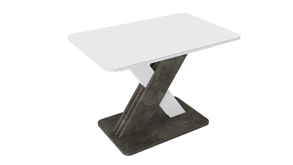 Кухонный раздвижной стол Люксембург тип 1 (Белый/Ателье темный/Стекло белое матовое) в Тюмени - изображение