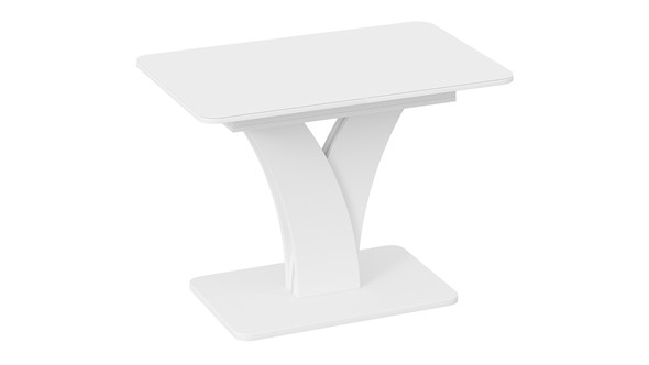 Кухонный стол раскладной Люксембург тип 2 (Белый/Стекло белое матовое) в Тюмени - изображение
