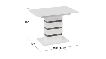 Обеденный раздвижной стол Мадейра тип 1 (Белый глянец/Ателье темный) в Тюмени - предосмотр 5
