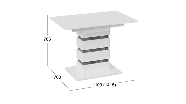 Обеденный раздвижной стол Мадейра тип 1 (Белый глянец/Ателье темный) в Тюмени - изображение 5