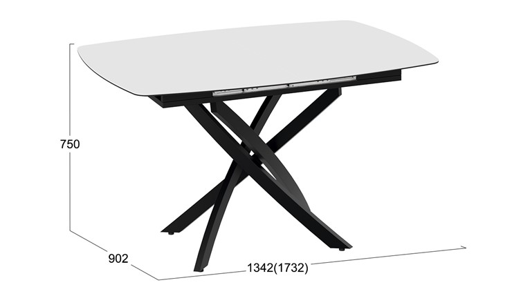 Кухонный стол раздвижной Манхеттен Т1 (Черный муар/Стекло матовое белое) в Заводоуковске - изображение 8