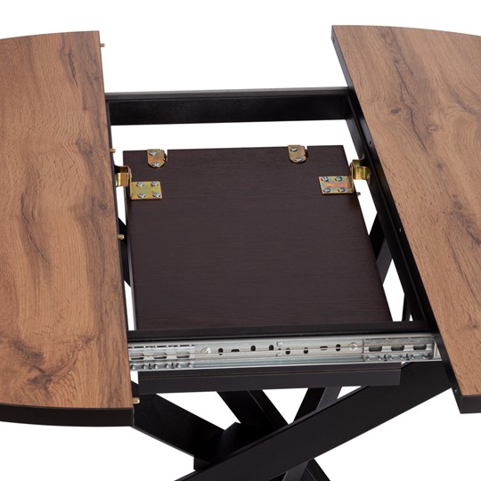 Кухонный стол раскладной MANZANA ЛДСП/HPL/металл 100х100/30х75, Дуб Вотан/чёрный арт.20617 в Тюмени - изображение 6