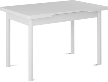 Кухонный стол раздвижной Милан-1 EVO, ноги металлические белые, белый цемент в Заводоуковске - предосмотр