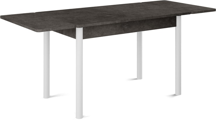 Обеденный раздвижной стол Милан-1 EVO, ноги металлические белые, серый камень в Заводоуковске - изображение 1