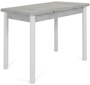 Обеденный раздвижной стол Кубика Милан-1 EVO, ноги металлические белые, светлый цемент в Заводоуковске