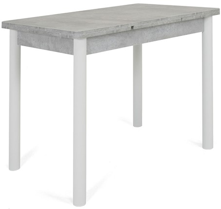 Обеденный раздвижной стол Милан-1 EVO, ноги металлические белые, светлый цемент в Тюмени - изображение