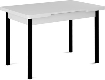 Стол раздвижной Милан-1 EVO, ноги металлические черные, белый цемент в Тюмени - предосмотр