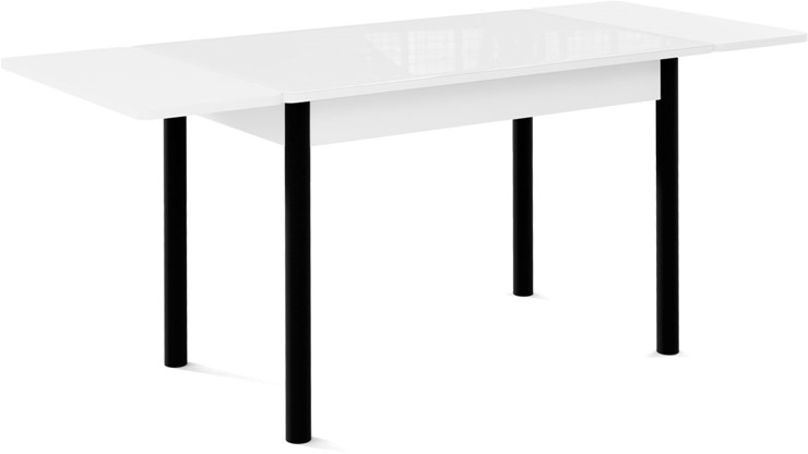 Стол раздвижной Милан-1 EVO, ноги металлические черные, стекло белое/серый в Заводоуковске - изображение 1