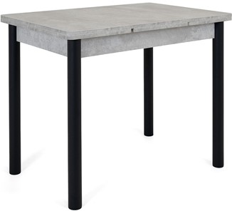 Кухонный стол раскладной Милан-1 EVO, ноги металлические черные, светлый цемент в Тюмени