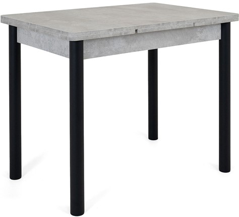 Кухонный стол раскладной Милан-1 EVO, ноги металлические черные, светлый цемент в Заводоуковске - изображение