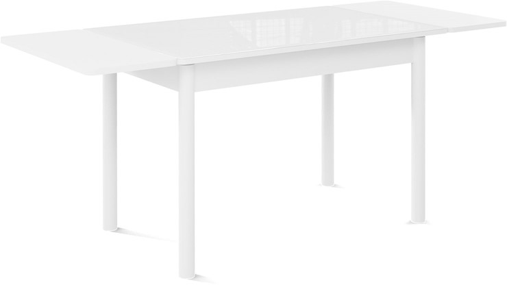 Стол раздвижной Милан-мини EVO (ноги металлические белые, стекло белое/белый) в Заводоуковске - изображение 1