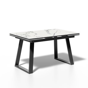 Кухонный стол раздвижной ML1400 (черный/керамика мрамор белый) в Тюмени