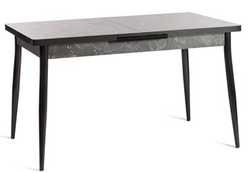 Раздвижной стол MOLLY (mod. 1171) ЛДСП+меламин/металл, 120+38х80х78, чёрный мрамор/чёрный в Заводоуковске