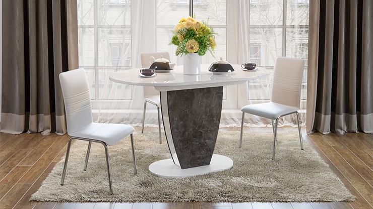 Кухонный стол раскладной Монреаль тип 1 (Белый глянец/Моод темный) в Тюмени - изображение 2